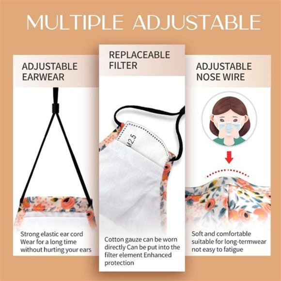 HOMITY Reusable and Washable Face Madk Build-in Nose Wire and Filter